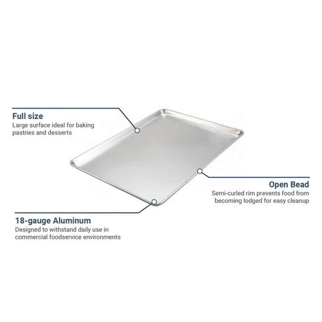 26" x 18" x 1 1/8" Full Size Sheet Pan 18 Gauge Aluminum Open Bead Rim