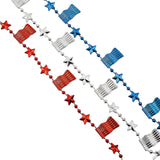 30" Bulk 48 Pieces Patriotic Red, White & Blue USA Flag Beaded Necklaces