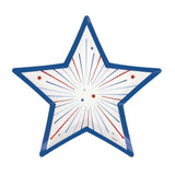 Patriotic USA Star Shaped 9.25" Dinner Platesw Foil Stamping 8ct