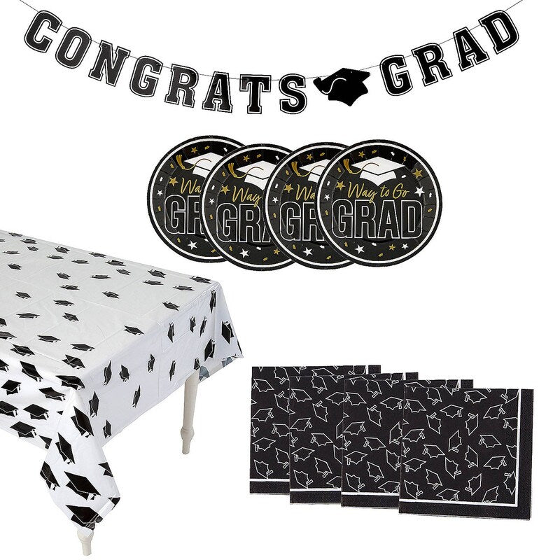 102 Pieces Graduation Party Gold Dessert Disposable Tableware Kit for 50 Guests