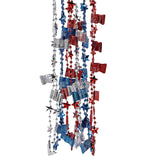 30" Bulk 48 Pieces Patriotic Red, White & Blue USA Flag Beaded Necklaces
