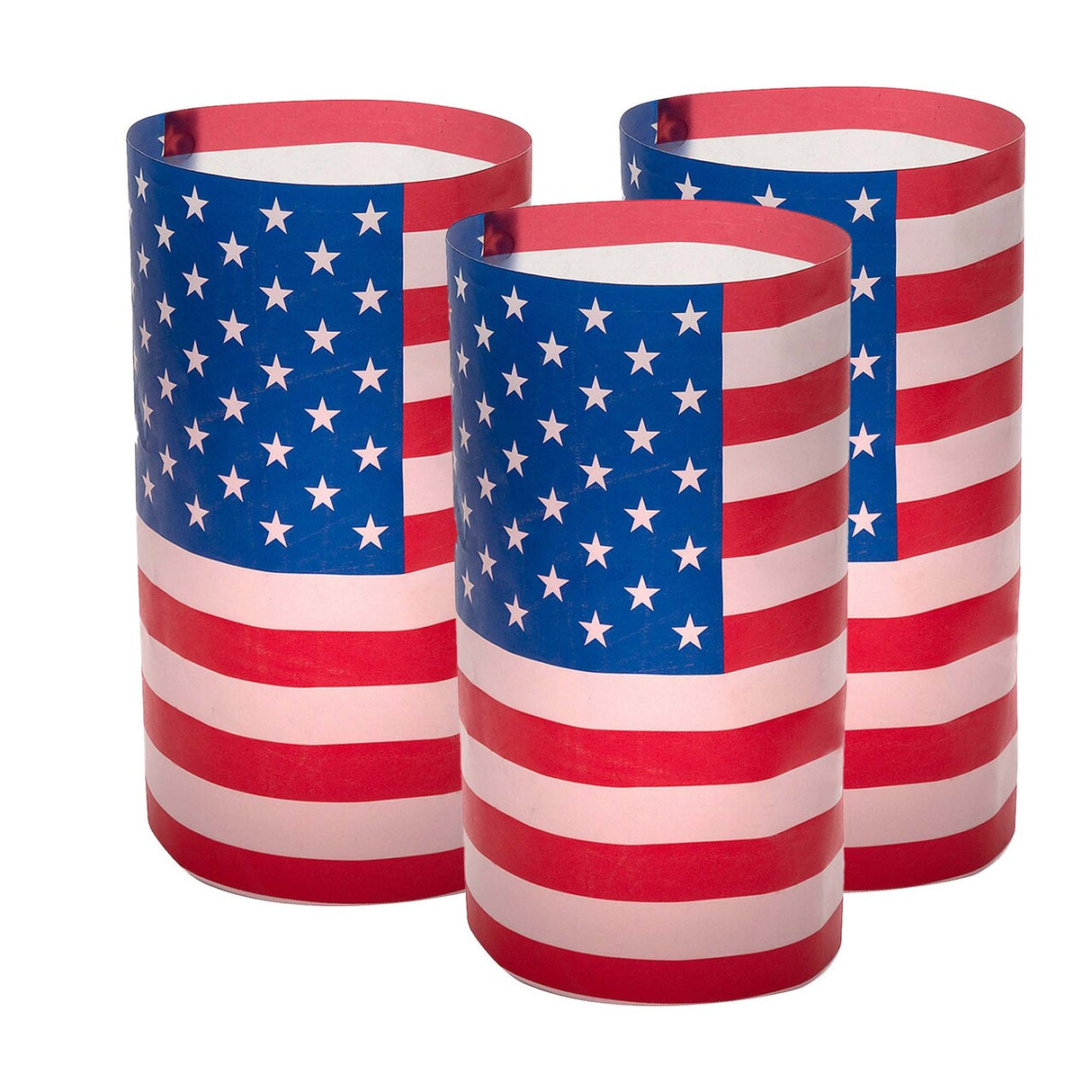 16 1/2" x 9" Patriotic USA Flag-Themed Plastic Lantern Luminary Wraps 12 Pc.