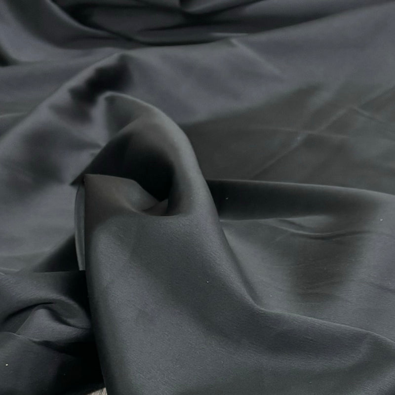 Stretch Peau De Soie Polyester Spandex Fabric - Black, 60" Width (1 Yard)