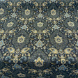 Tegal Dark Navy Damask Floral Upholstery Fabric - Dark Blue, Turquoise, Gold Damask Paisley, 57" Width (1 Yard)