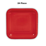 24 Count Red Square Paper Dessert Plates for Party Birthday Wedding Events Easy Cleanup 7 Inch