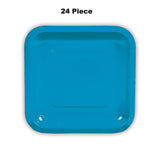 24 Count Turquoise Square Paper Dessert Plates for Wedding Baby Shower Birthday Party Use 7"