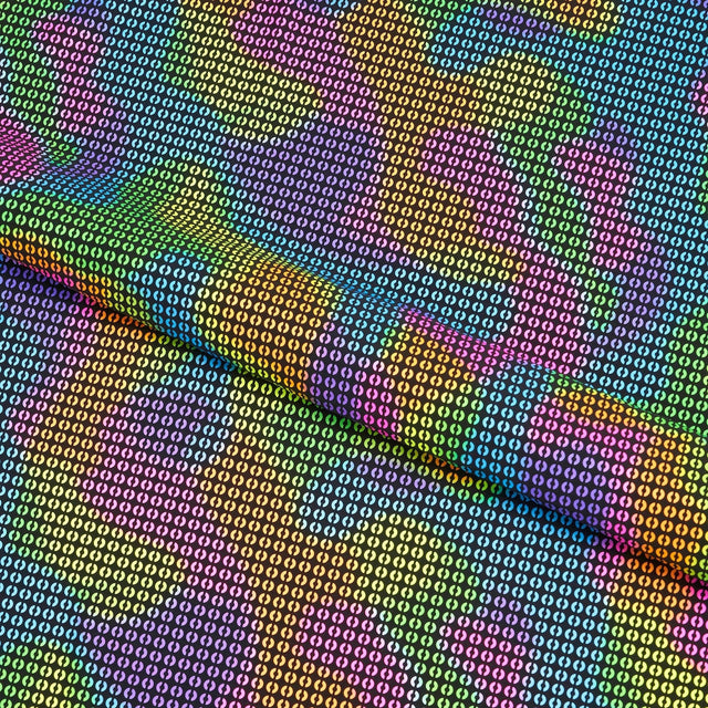 Fluortrans Polyester Spandex Fabric - Black/Fluorescent, 52" Width (1 Yard)
