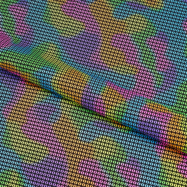 Foil Spandex Fabric Black/Fluorescent