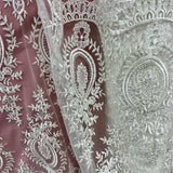 Corded Bridal Lace Fabric 100% Polyester Net Mesh 48" Wide