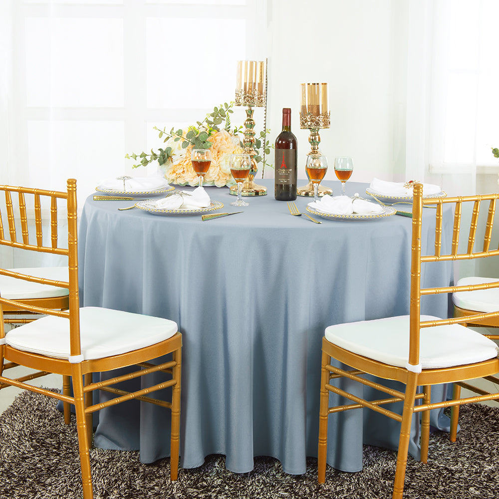 Round Polyester Tablecloth 120" Seamless Dusty Blue