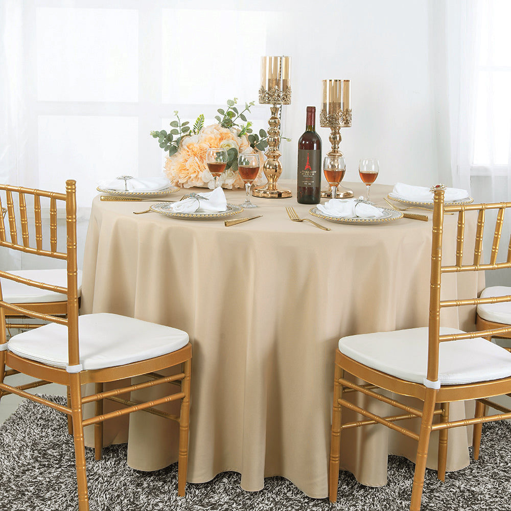Round Polyester Tablecloth 120" Champagne