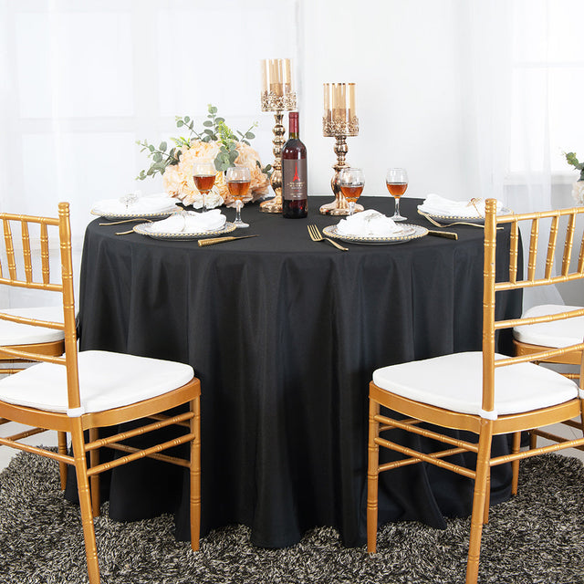 Round Brushed Polyester Tablecloth 108 Black