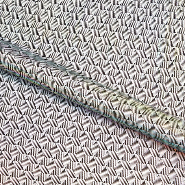 Geometric Foiled Spandex Fabric - Black/Silver Dizzy, 54" Width (1 Yard)
