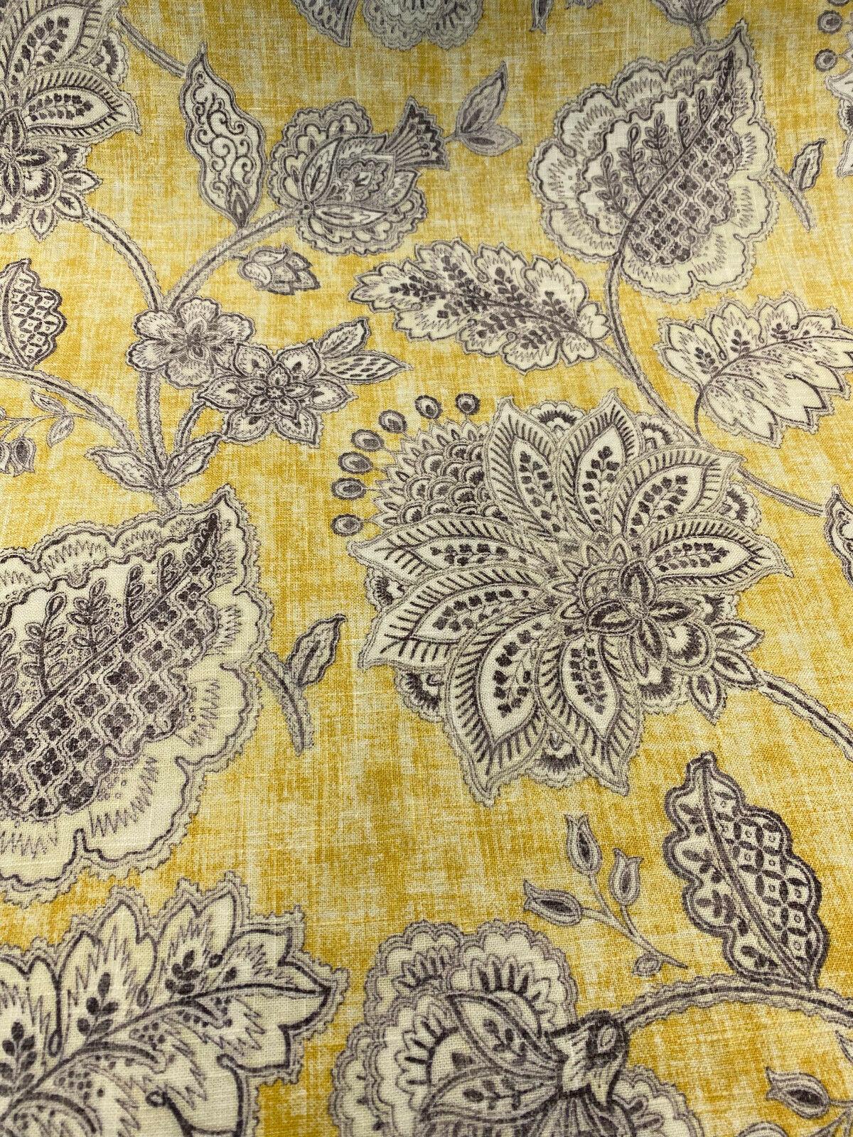 Waverly Tahitian Dawn Sunsplash Linen Rayon Fabric - Light Yellow Floral Paisley, 54" Width (1 Yard)