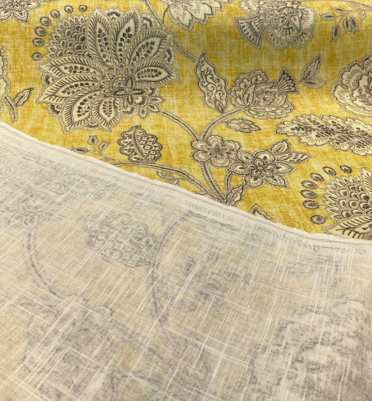 Waverly Tahitian Dawn Sunsplash Linen Rayon Fabric - Light Yellow Floral Paisley, 54" Width (1 Yard)