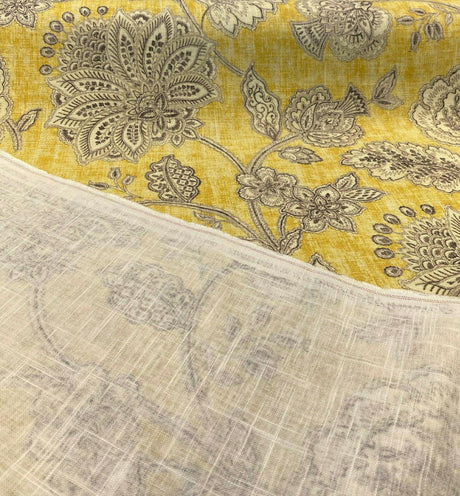 Waverly Tahitian Dawn Sunsplash Linen Rayon Fabric - Light Yellow Floral Paisley, 54" Width (1 Yard)