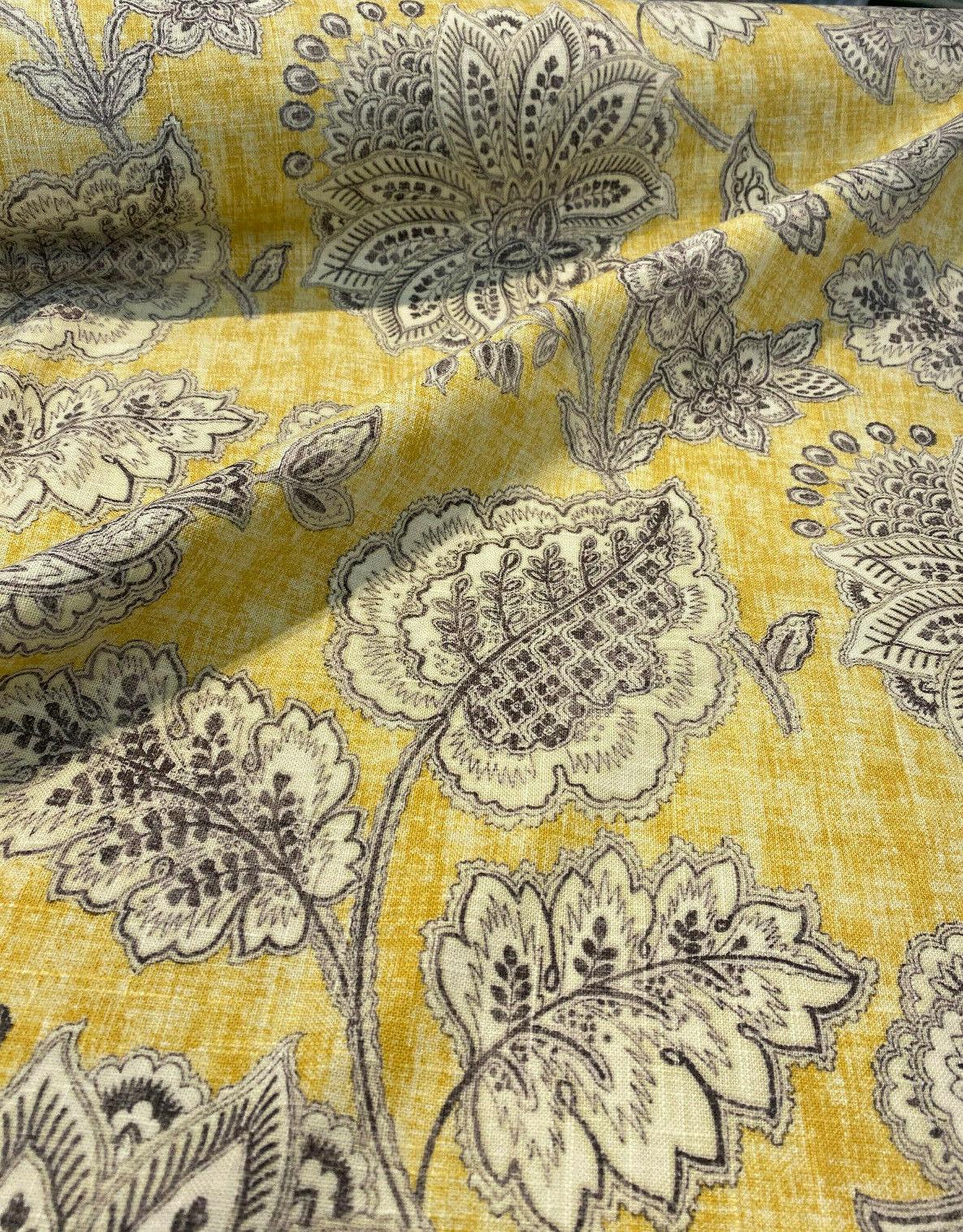 Waverly Tahitian Dawn Sunsplash Linen Rayon Fabric - Light Yellow Floral Paisley, 54" Width (1 Yard)