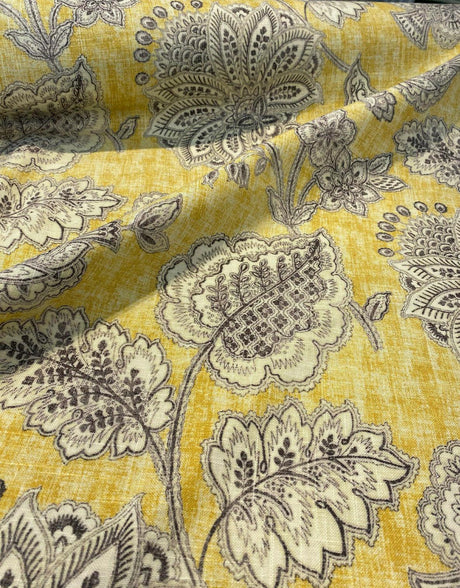 Waverly Tahitian Dawn Sunsplash Linen Rayon Fabric - Light Yellow Floral Paisley, 54" Width (1 Yard)