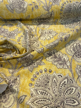 Waverly Tahitian Dawn Sunsplash Linen Rayon Fabric - Light Yellow Floral Paisley, 54" Width (1 Yard)
