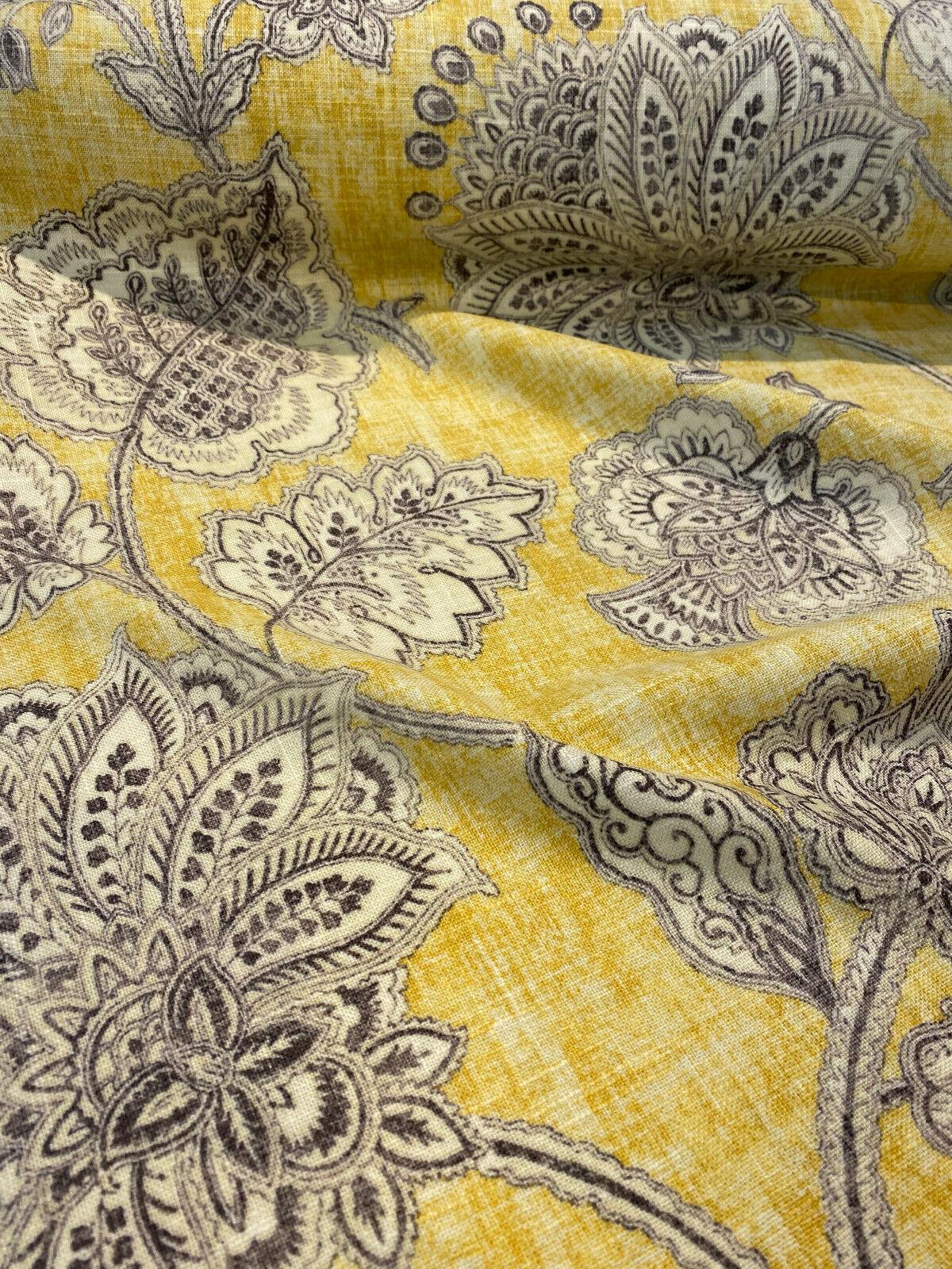 Waverly Tahitian Dawn Sunsplash Linen Rayon Fabric - Light Yellow Floral Paisley, 54" Width (1 Yard)
