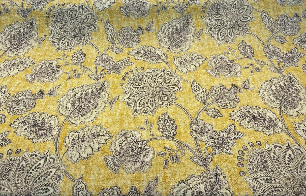 Waverly Tahitian Dawn Sunsplash Linen Rayon Fabric - Light Yellow Floral Paisley, 54" Width (1 Yard)