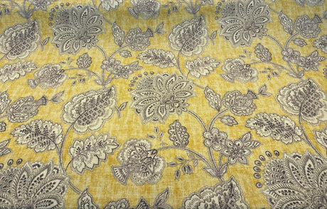 Waverly Tahitian Dawn Sunsplash Linen Rayon Fabric - Light Yellow Floral Paisley, 54" Width (1 Yard)
