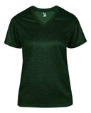Camiseta con cuello en V de mezcla tonal para mujer