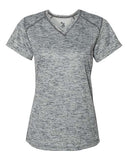 Camiseta con cuello en V de mezcla tonal para mujer