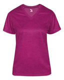 Camiseta con cuello en V de mezcla tonal para mujer