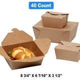 Kraft Take Out Boxes 8 3/4 Inch 6 7/16 Inch 3 1/2 Inch 40 Pack
