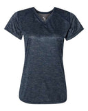 Camiseta con cuello en V de mezcla tonal para mujer