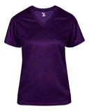 Camiseta con cuello en V de mezcla tonal para mujer