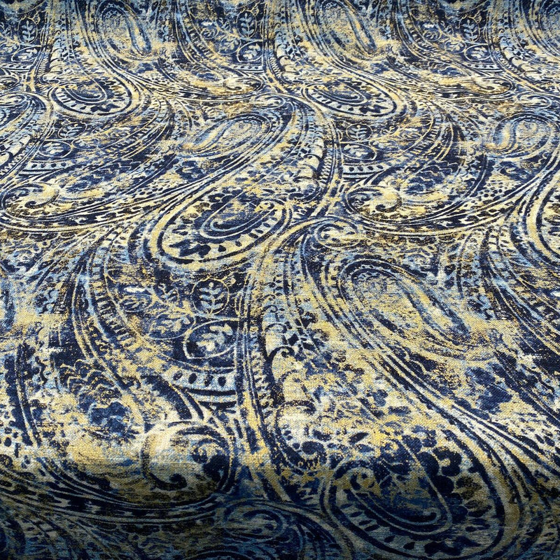 Waverly Fossil Finds Linen Cotton Fabric - Paisley Lapis Blue, 54" Width (1 Yard)