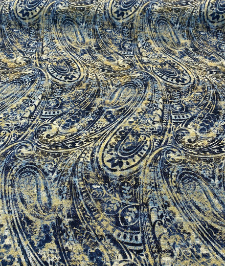 Waverly Fossil Finds Linen Cotton Fabric - Paisley Lapis Blue, 54" Width (1 Yard)