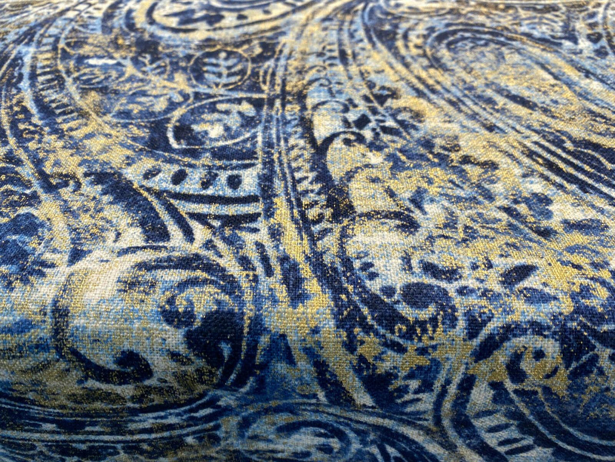 Waverly Fossil Finds Linen Cotton Fabric - Paisley Lapis Blue, 54" Width (1 Yard)