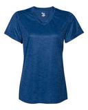 Camiseta con cuello en V de mezcla tonal para mujer