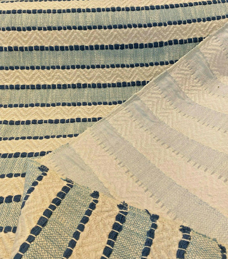 Waverly Inca Trail Cotton Upholstery Fabric - Poolside Blue, Stripe, Texture, Chevron, 54" Width (1 Yard)