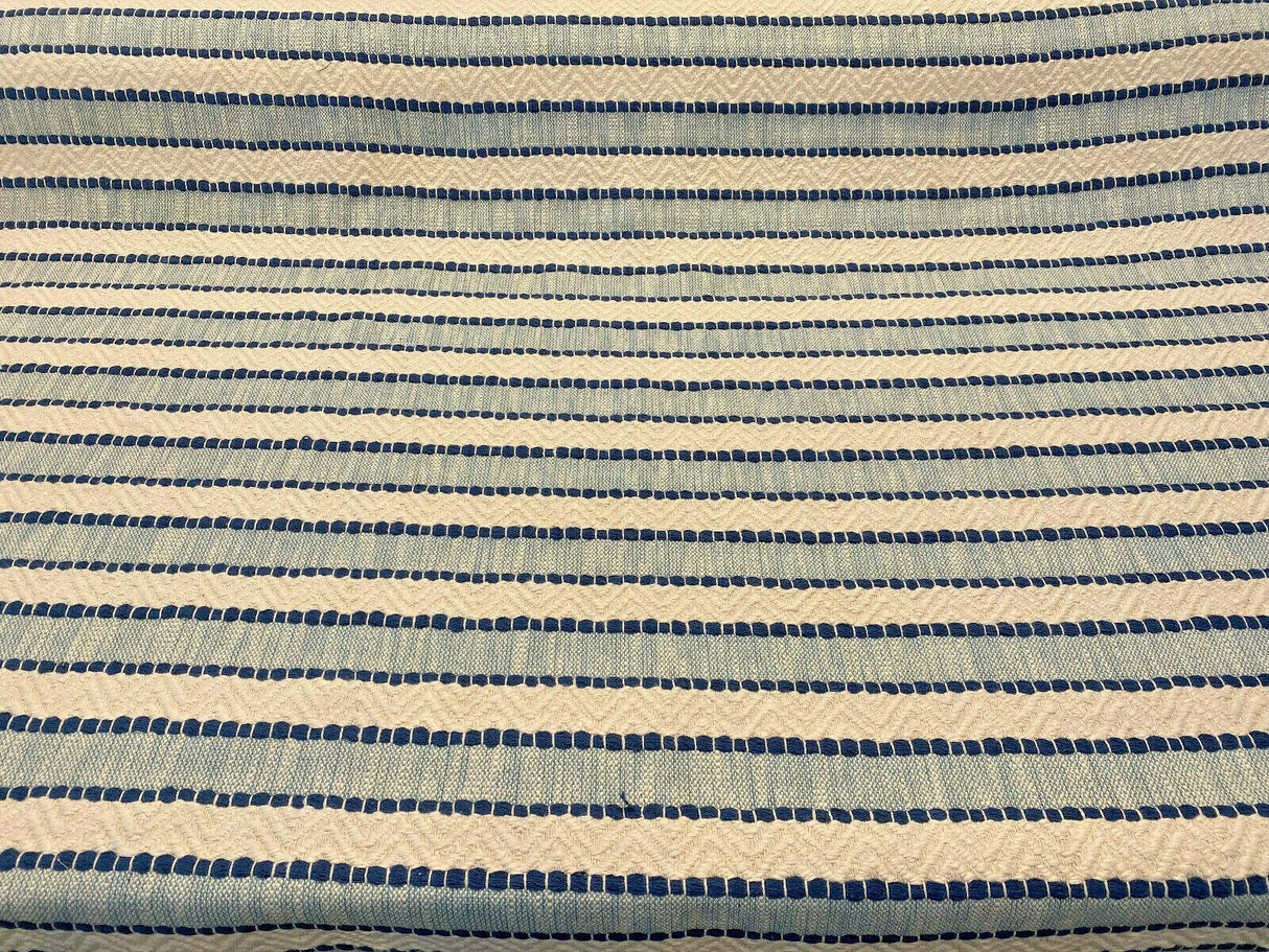 Waverly Inca Trail Cotton Upholstery Fabric - Poolside Blue, Stripe, Texture, Chevron, 54" Width (1 Yard)