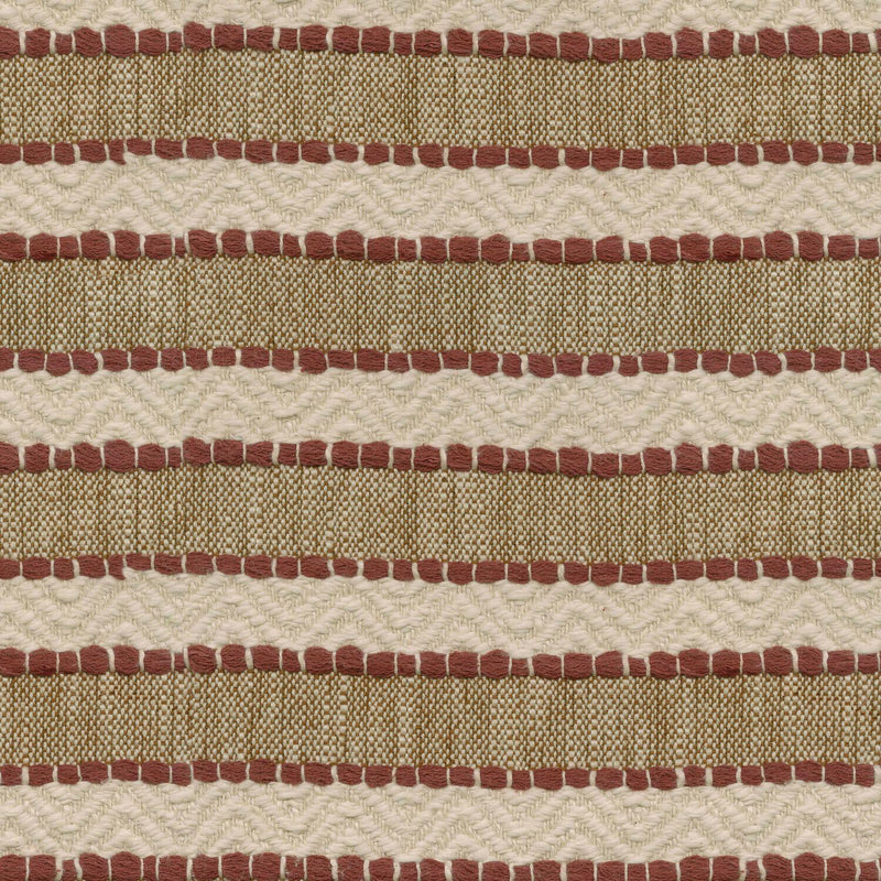 Inca Trail Cotton Upholstery Fabric - Cinnabar Rust Red, Stripe, Texture, Chevron, 54" Width (1 Yard)