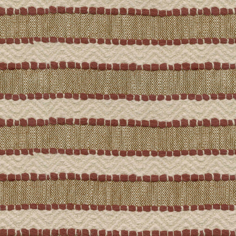 Inca Trail Cotton Upholstery Fabric - Cinnabar Rust Red, Stripe, Texture, Chevron, 54" Width (1 Yard)