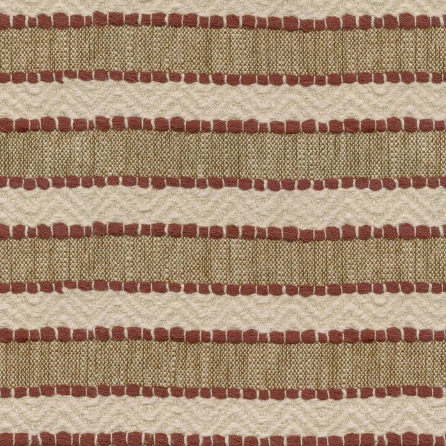 Inca Trail Cotton Upholstery Fabric - Cinnabar Rust Red, Stripe, Texture, Chevron, 54" Width (1 Yard)