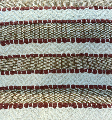 Inca Trail Cotton Upholstery Fabric - Cinnabar Rust Red, Stripe, Texture, Chevron, 54" Width (1 Yard)