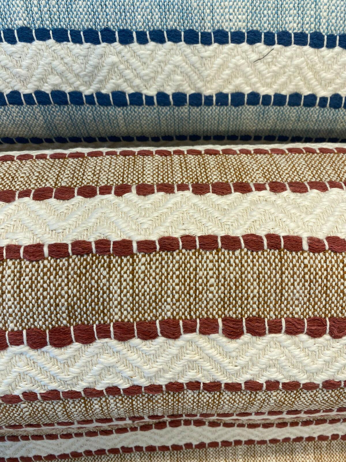 Inca Trail Cotton Upholstery Fabric - Cinnabar Rust Red, Stripe, Texture, Chevron, 54" Width (1 Yard)