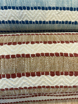 Inca Trail Cotton Upholstery Fabric - Cinnabar Rust Red, Stripe, Texture, Chevron, 54" Width (1 Yard)