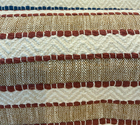 Inca Trail Cotton Upholstery Fabric - Cinnabar Rust Red, Stripe, Texture, Chevron, 54" Width (1 Yard)