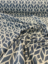 Waverly Key Elements Woven Fabric - Blue Embroidered Geometric, 56" Width (1 Yard)