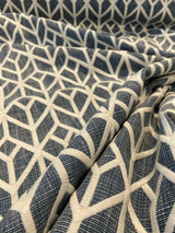 Waverly Key Elements Woven Fabric - Blue Embroidered Geometric, 56" Width (1 Yard)