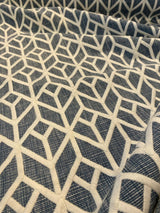 Waverly Key Elements Woven Fabric - Blue Embroidered Geometric, 56" Width (1 Yard)