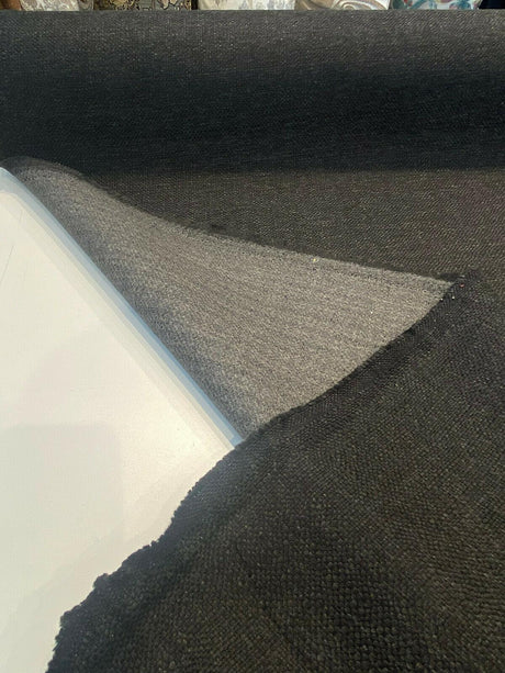Sampson Chenille Polypropylene Fabric - Black Noir Solid Upholstery, 58" Width (1 Yard)