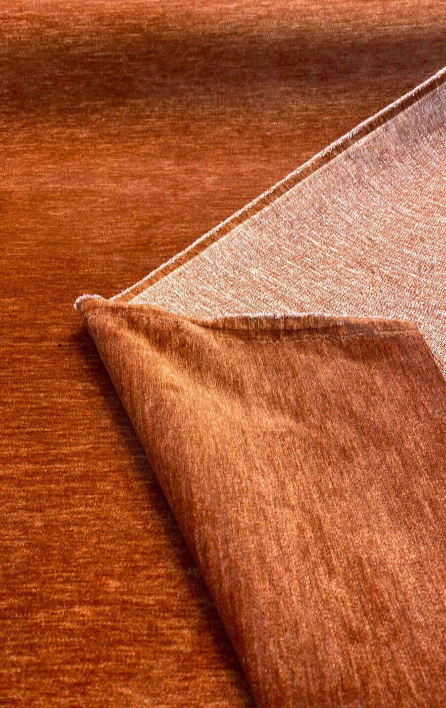 Lush Upholstery Soft Chenille Fabric - Orange Papaya, 55" Width, Railroaded (1 Yard)